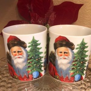 Vintage 1982 Pair of Santa Mugs a circle of friends